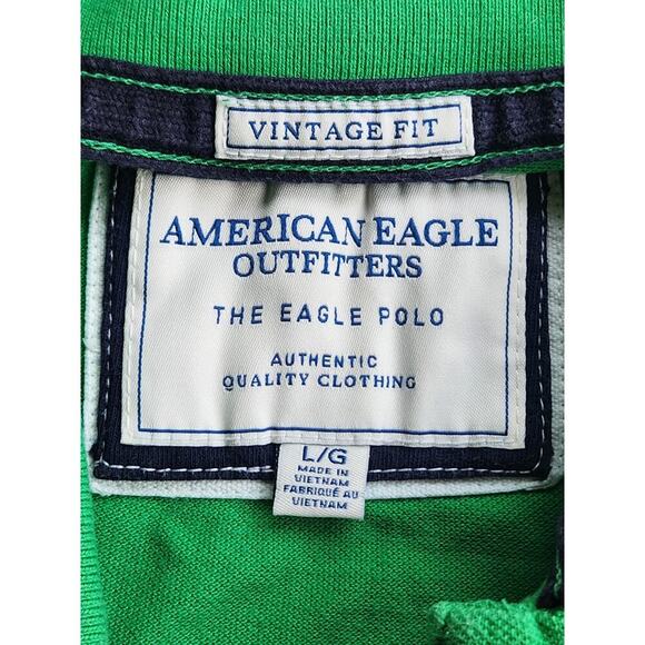 American Eagle Polos Men's Sz L Vintage Fit Green and Pink Preppy Y2K Bundle - Picture 6 of 7